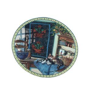 Knowles Cozy Country Corners Lazy Morning Cat Kitty Plate 1st Issue 1990 Vtg